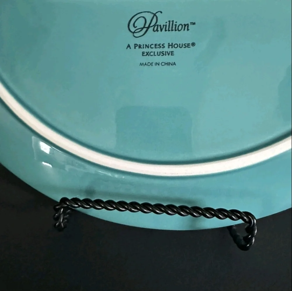 Princess House Vintage Elegant Party Plates Set Of 4 In Teal Turquoise - Picture 4 of 5